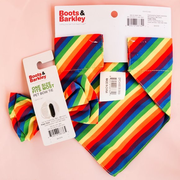 Boots & Barkley Rainbow Bandana and Pet Bow Tie New - Picture 10 of 11
